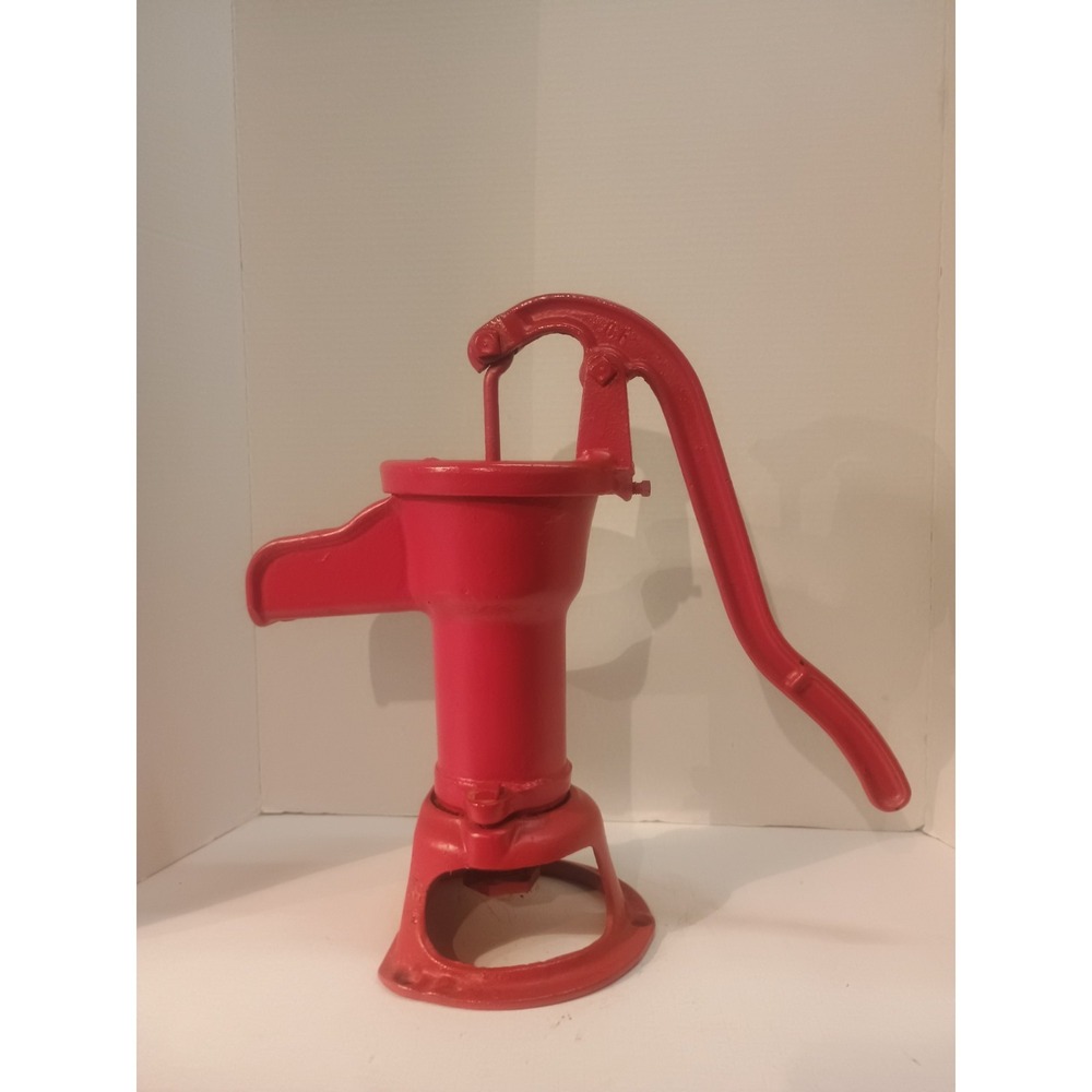 Antique Red Coated Cast Iron Hand Operated Pitcher Well Pump 16"